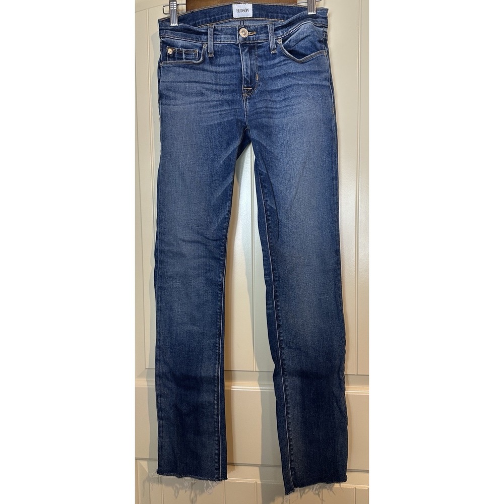 Hudson Tally Jeans Womens 26 Mid Rise Leg Stretch Distressed raw hem